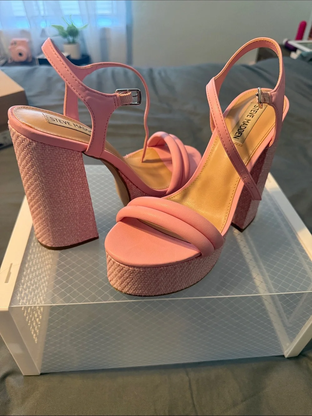 Steve Madden Blush Pink Platform Block Heel Sandals